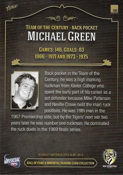 2013 Richmond Hall of Fame and Immortal Trading Card Collection #45 Michael Green Back